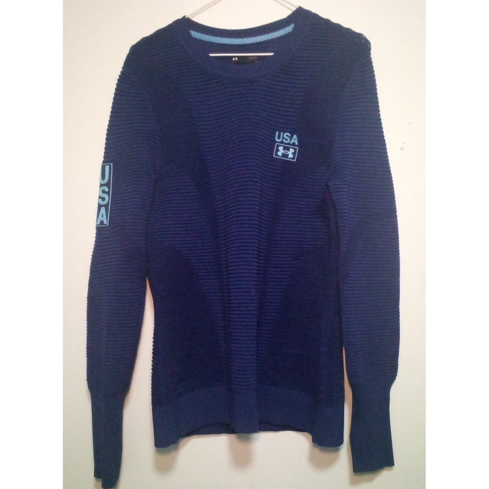 Under Armour Sweater Womens L Blue Fitted USA IntelliKnit New